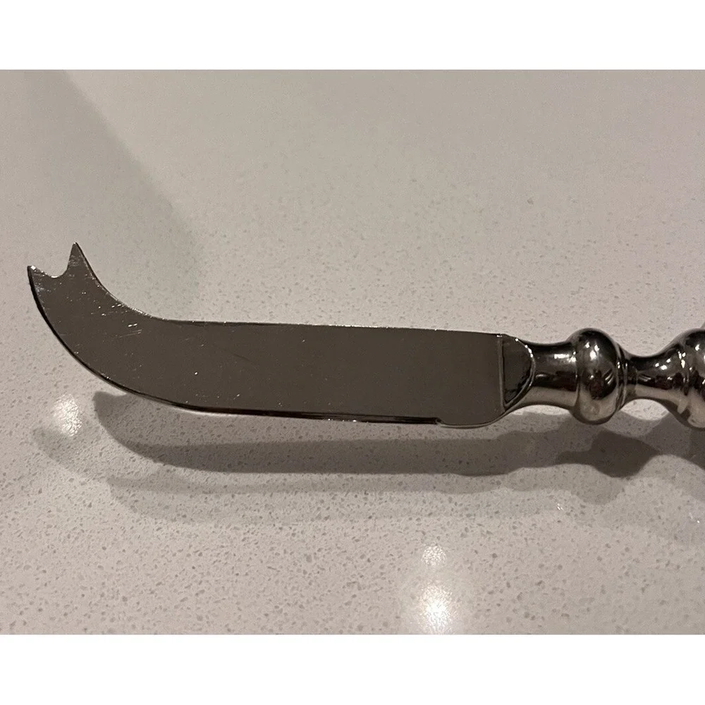 Cheese Knife‎ Stainless Steel Glass Clear White Beaded Handle